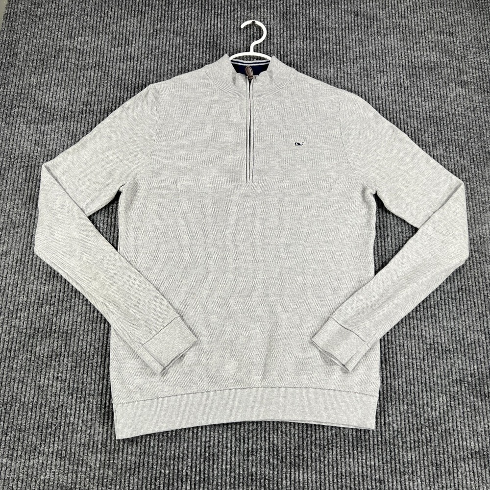 Vineyard Vines Pullover Youth XL Extra Large Gray Long Sleeve 1/4 Zip Mock Neck - Picture 3 of 13